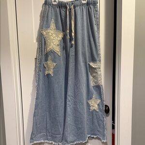 POL Denim Pants with Star Patches